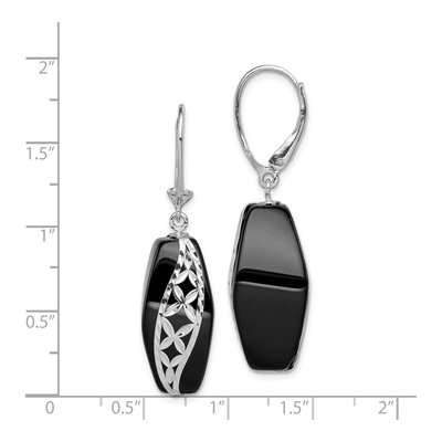 Sterling Silver Onyx Leverback Earrings – view 5