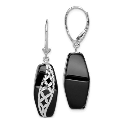 Sterling Silver Onyx Leverback Earrings