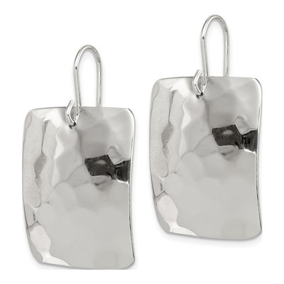 Sterling Silver Hammered Rectangle Dangle Earrings – view 3
