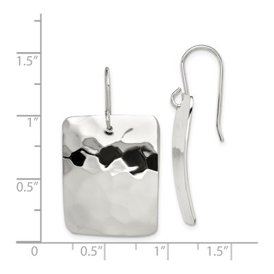 Sterling Silver Hammered Rectangle Dangle Earrings – view 5