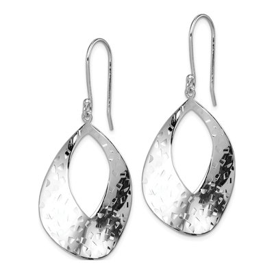 Sterling Silver Curved Teardrop Dangle Earrings – view 3
