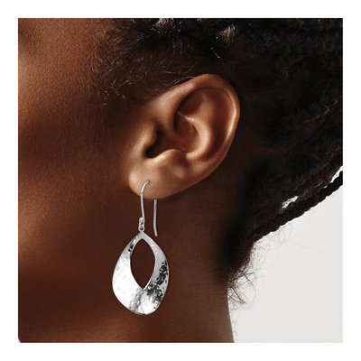 Sterling Silver Curved Teardrop Dangle Earrings – view 4