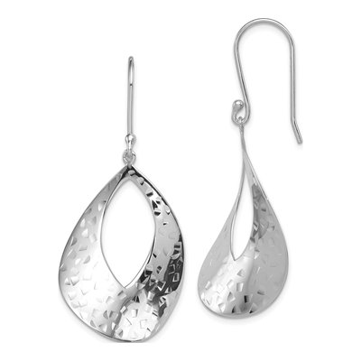 Sterling Silver Curved Teardrop Dangle Earrings