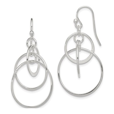Sterling Silver Intertwined Circles Dangle Earrings