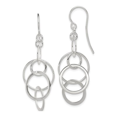 Sterling Silver Intertwined Circles Dangle Earrings