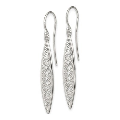 Sterling Silver Filigree Marquise Dangle Earrings – view 3