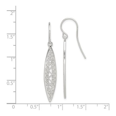 Sterling Silver Filigree Marquise Dangle Earrings – view 5