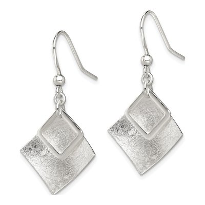 Sterling Silver Double Diamond Dangle Earrings – view 3