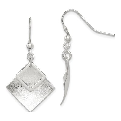 Sterling Silver Double Diamond Dangle Earrings