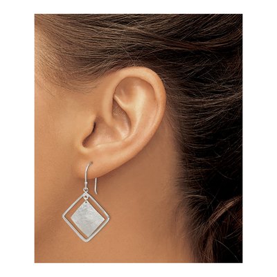 Sterling Silver Double Square Dangle Earrings – view 4