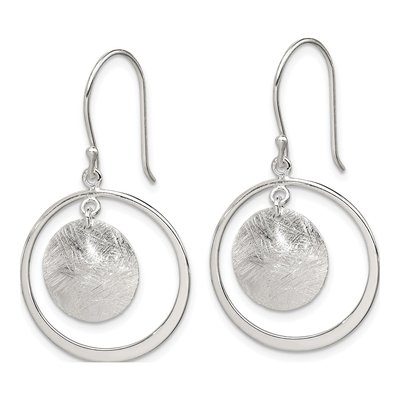 Sterling Silver Circle Dangle Earrings, French Wire – view 3