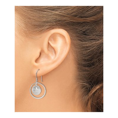 Sterling Silver Circle Dangle Earrings, French Wire – view 4