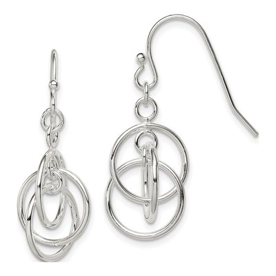 Sterling Silver Intertwined Circle Dangle Earrings