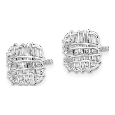 Sterling Silver Square Stud Earrings – view 3