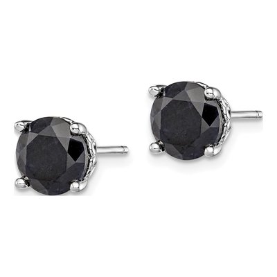 Sterling Silver Black Sapphire Stud Earrings – view 3