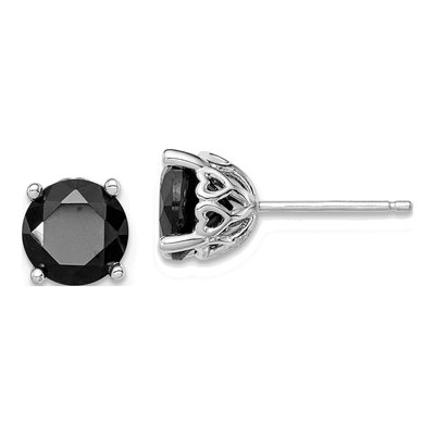 Sterling Silver Black Sapphire Stud Earrings