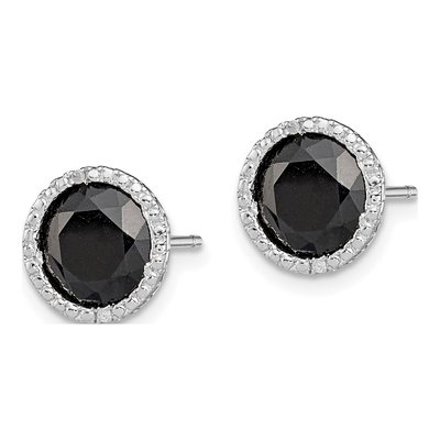 Sterling Silver 7.5mm Round Diamond Stud Earrings – view 3