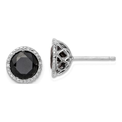 Sterling Silver 7.5mm Round Diamond Stud Earrings
