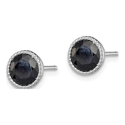 Sterling Silver Black Sapphire Stud Earrings – view 3