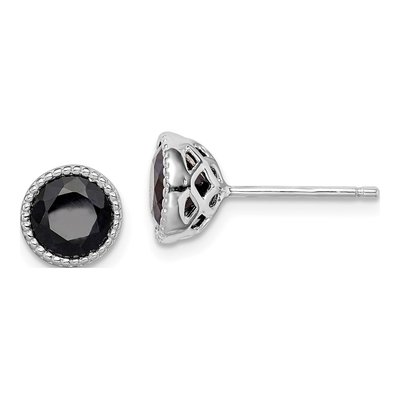 Sterling Silver Black Sapphire Stud Earrings