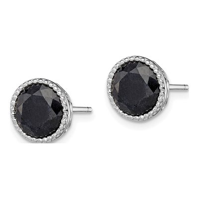 Sterling Silver Black Sapphire Stud Earrings – view 3