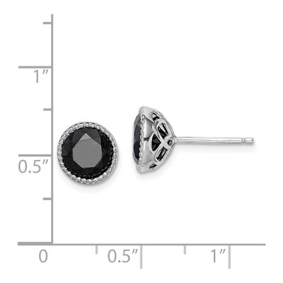 Sterling Silver Black Sapphire Stud Earrings – view 5