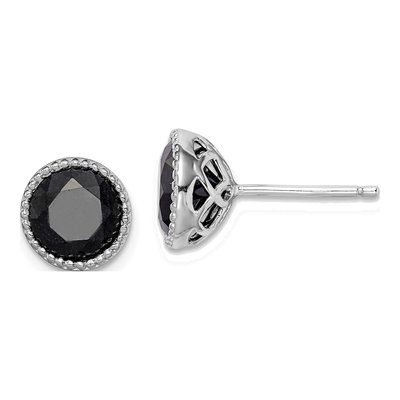 Sterling Silver Black Sapphire Stud Earrings