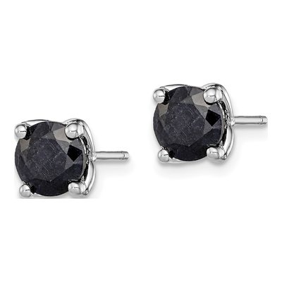 Sterling Silver Black Sapphire Stud Earrings – view 3