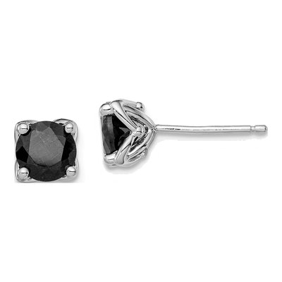 Sterling Silver Black Sapphire Stud Earrings