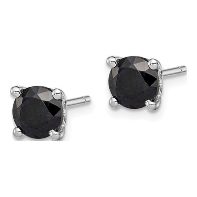 Sterling Silver Black Sapphire Stud Earrings – view 3