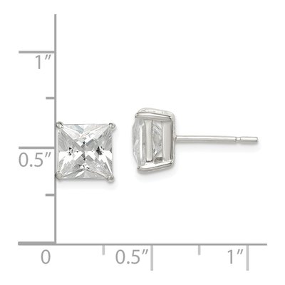 Sterling Silver 7mm CZ Princess Stud Earrings – view 5