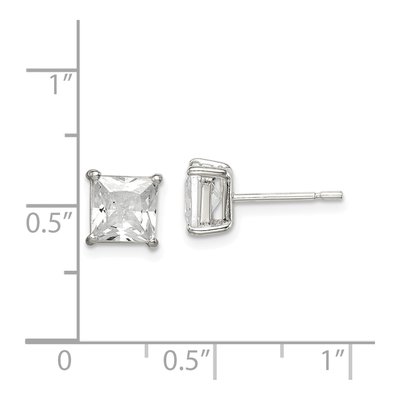 Sterling Silver 6mm CZ Princess Stud Earrings – view 5
