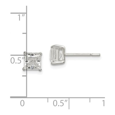 Sterling Silver 5mm CZ Princess Stud Earrings – view 5