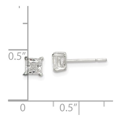 Sterling Silver 4mm CZ Princess Stud Earrings – view 5