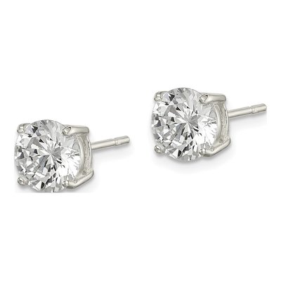 Sterling Silver 7mm CZ Round Stud Earrings – view 3