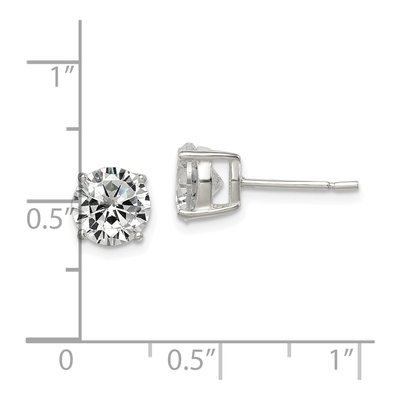 Sterling Silver 7mm CZ Round Stud Earrings – view 5