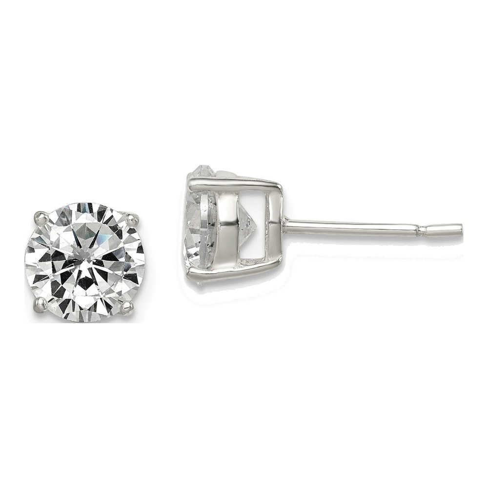 Sterling Silver 7mm CZ Round Stud Earrings
