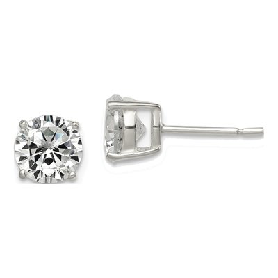 Sterling Silver 7mm CZ Round Stud Earrings