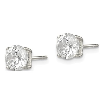 Sterling Silver 6mm Round CZ Stud Earrings – view 3