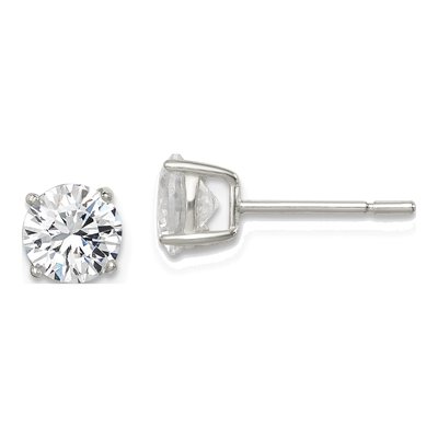 Sterling Silver 6mm Round CZ Stud Earrings