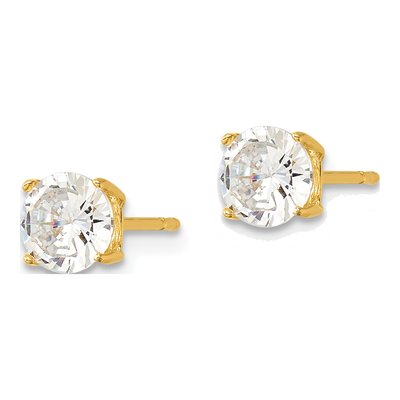 Gold-Plated Sterling Silver 2mm Round CZ Stud Earrings – view 3