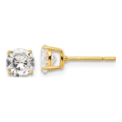Gold-Plated Sterling Silver 2mm Round CZ Stud Earrings