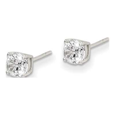 Sterling Silver 5mm CZ Round Stud Earrings – view 3