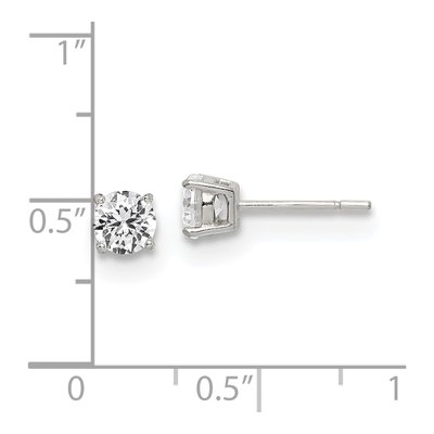 Sterling Silver 5mm CZ Round Stud Earrings – view 5