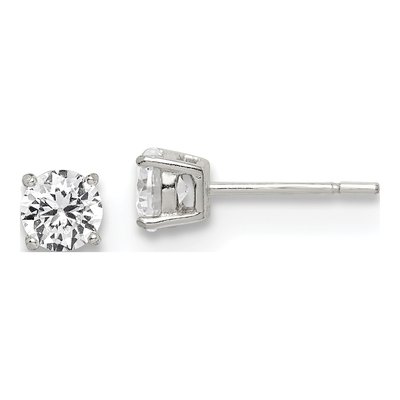 Sterling Silver 5mm CZ Round Stud Earrings