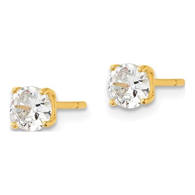Gold-Plated Sterling Silver Round CZ Stud Earrings – view 3