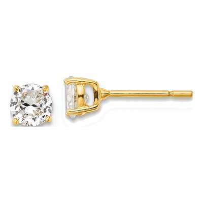 Gold-Plated Sterling Silver Round CZ Stud Earrings