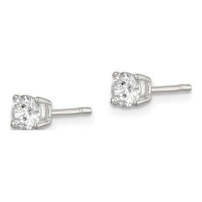 Sterling Silver 4mm Round CZ Stud Earrings – view 3