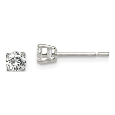 Sterling Silver 4mm Round CZ Stud Earrings