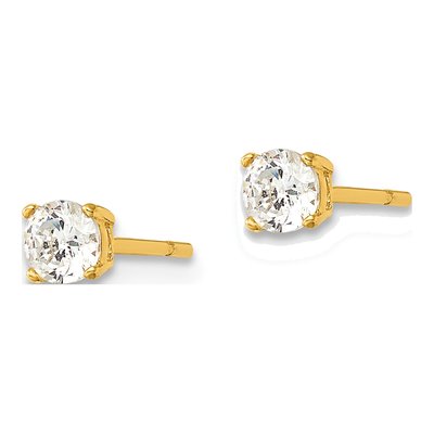Gold-Plated Sterling Silver 4.25mm Round CZ Stud Earrings – view 3